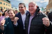 Scottish Labour's leader and deputy, Anas Sarwar and Jackie Baillie, celebrate Davy Russell's election as the MSP for Hamilton, Larkhall and Stonehouse (Picture: Jeff J Mitchell)