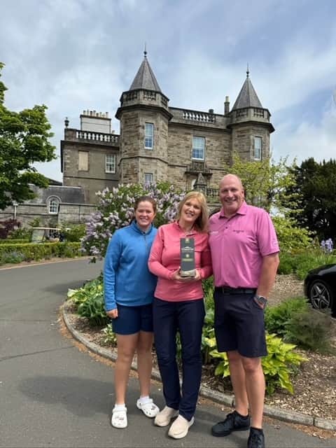SWAT commissioner Alan Tait pictured with Dalmahoy winners Melissa Keay, far left, and Jaci Moriarty