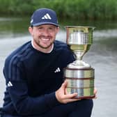 Connor Syme shows off the trophy after landing his maiden DP World Tour win in the KLM Open at The International Golfclub in Badhoevedorp