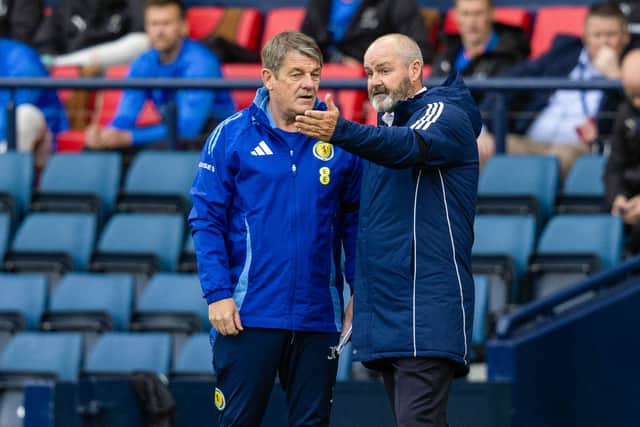 Scotland head coach Steve Clarke has confirmed his assistant John Carver (left) will depart the coaching set-up