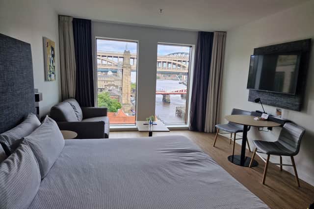A fine view of the Tyne bridges is afforded from this sixth floor bedroom at INNSiDE