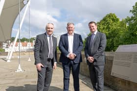 Neil Coulson, CEO of St Andrews Links Trust, is flanked Scottish Government Business Minister Richard Lochhead and Rob Dickson, Director of Industry & Events at VisitScotland, at Dynamic Earth in Edinburgh