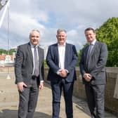 Neil Coulson, CEO of St Andrews Links Trust, is flanked Scottish Government Business Minister Richard Lochhead and Rob Dickson, Director of Industry & Events at VisitScotland, at Dynamic Earth in Edinburgh