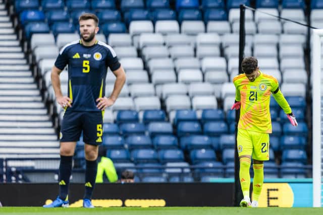 Goalkeeper Cieran Slicker had a debut to forget for Scotland.
