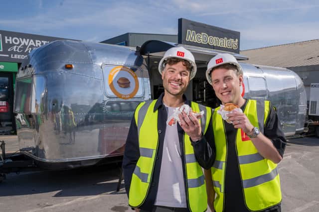 Jordan North and Chris Stark at the launch of the McDonald's Saver Breakfast