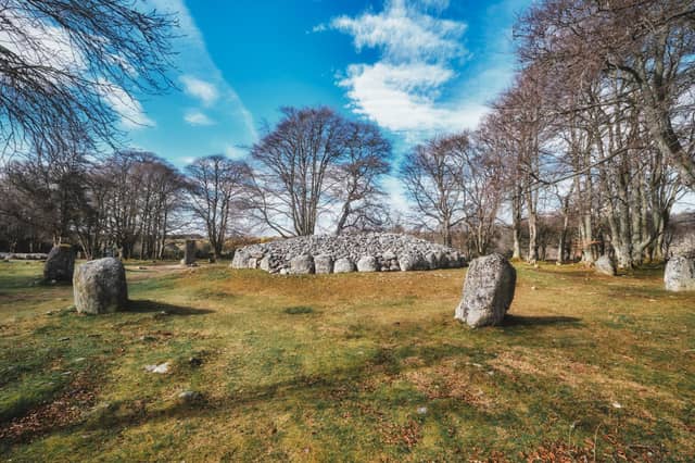 Clava Cairns is a well-preserved Bronze Age cemetery complex features ring cairns, passage graves and standing stones.