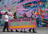 Tinderbox Orchestra l-r Callum Stevenson, Claire Docherty, Rosie Irvine and Leo Bacica during a photocall to promote the Hidden Door Festival
