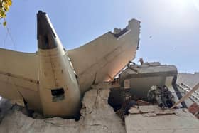 This photo shared on X by India's Central Industrial Security Force (CISF) shows debris of a plane that crashed in the northwestern Indian city of Ahmedabad