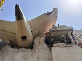 This photo shared on X by India's Central Industrial Security Force (CISF) shows debris of a plane that crashed in the northwestern Indian city of Ahmedabad