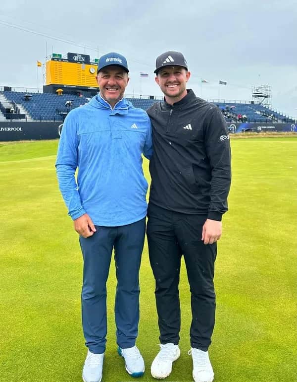 Stuart and Connor Syme pictured during Connor’s preparation for the 151st Open at Royal Liverpool in 2023