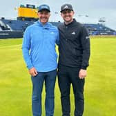Stuart and Connor Syme pictured during Connor’s preparation for the 151st Open at Royal Liverpool in 2023