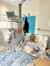 Brian Innes with son Kieran in hospital