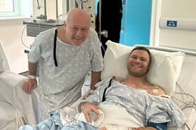 Brian Innes with son Kieran in hospital