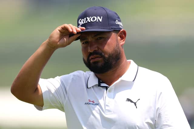 J.J. Spaun acknowledges the crowd during the first round of the 125th US Open at Oakmont Country Club in Pennsylvania