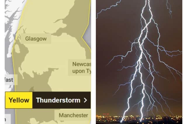 A yellow weather warning for thunderstorms has been issued by the Met Office.