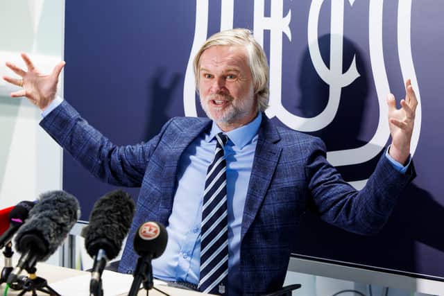 New Dundee head coach Steven Pressley is unveiled to the media during a press conference at Gardyne Training Centre on Friday. (Photo by Mark Scates / SNS Group)