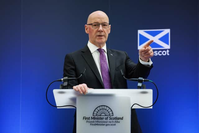 First Minister John Swinney spoke at Queen Elizabeth University Hospital in Glasgow.