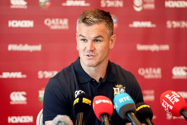 British and Irish Lions assistant coach Johnny Sexton during a press conference in Dublin,