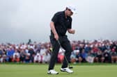 Bob MacIntyre reacts to holing a birdie putt on the 15th hole in the final round the 125th US Open at Oakmont Country Club 