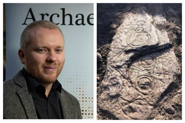 Professor Gordon Noble of the archaeology department at Aberdeen University, led the discovery of the new Aberlemno stone (right).