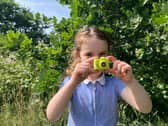 Rosanna trying out the Photo Creator Mini Cam Digital Camera