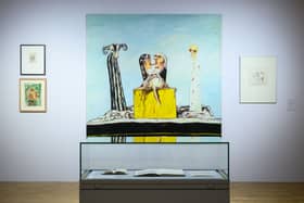 Installation view of John Bellany: A Life in Self-Portraiture at the City Art Centre, Edinburgh, showing The Kiss