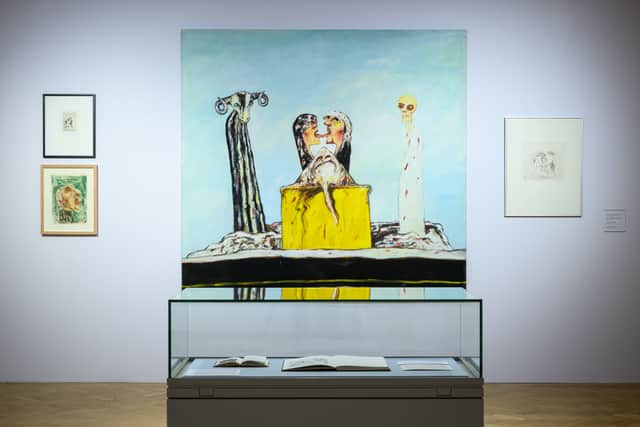 Installation view of John Bellany: A Life in Self-Portraiture at the City Art Centre, Edinburgh, showing The Kiss