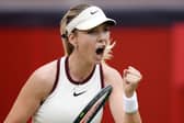 Katie Boulter celebrates during her match against Diana Shnaider on day four of the HSBC Championships at The Queen's Club, London. Picture: Jordan Pettitt/PA Wire