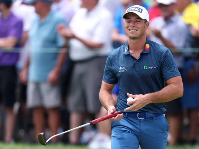 Norwegian Viktor Hovland pictured during the final round of the 125th Open on Sunday