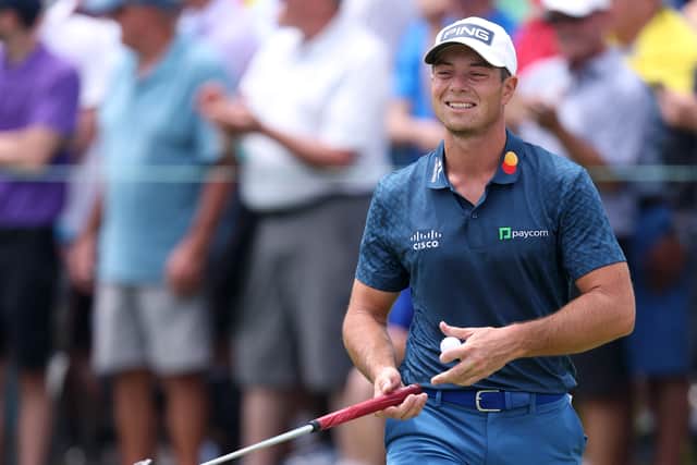 Norwegian Viktor Hovland pictured during the final round of the 125th Open on Sunday