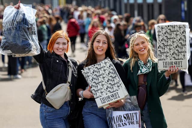 Taylor Swift fans queue outside Murrayfield stadium ahead of her concert on June 6, 2024.