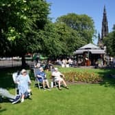People enjoying the warm weather in Edinburgh's Princes Street Gardens on Thursday. Temperatures could hit 33C this weekend as parts of the UK bask in a heatwave