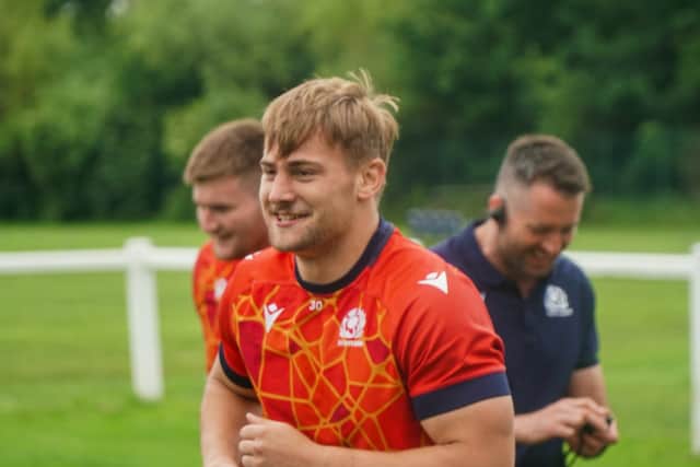 Freddy Douglas training with the Scotland U20 squad.