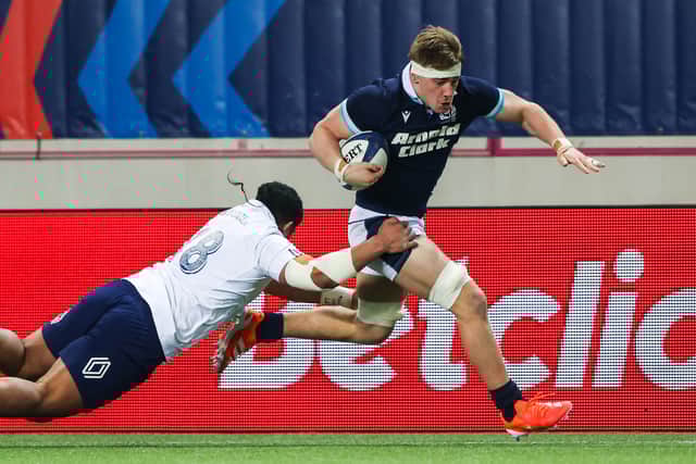 Freddy Douglas scored a stunning try for Scotland Under-20s against France in the U20 Six Nations match at Stade Jean-Bouin in Paris in March.