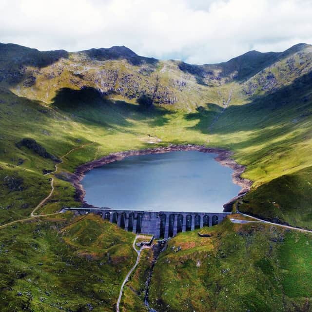 The Dam and reservoir sit below Ben Cruachan, above Loch Awe in Argyll.