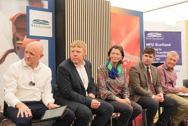 MSPs, including Tim Eagle (second from left) at a political debate at the NFUS stand at the Royal Highland Show