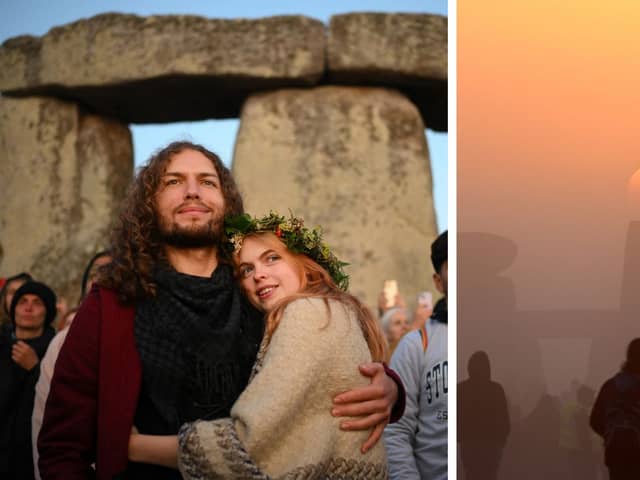 People celebrate the summer solstice at Stonehenge.