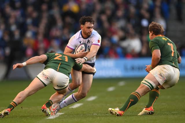 Rufus McLean playing for Scotland against South Africa at Murrayfield in 2021.