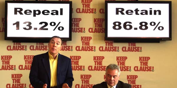 Sir Brian Souter (left) and Jack Irvine from the 'Keep the Clause' campaign.