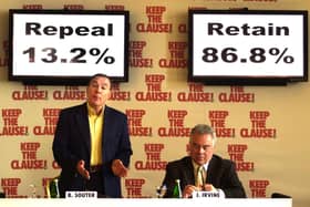 Sir Brian Souter (left) and Jack Irvine from the 'Keep the Clause' campaign.