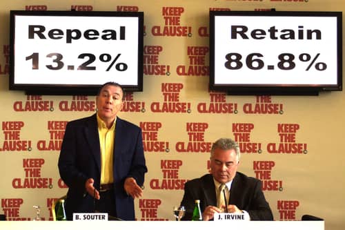 Sir Brian Souter (left) and Jack Irvine from the 'Keep the Clause' campaign.