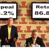 Sir Brian Souter (left) and Jack Irvine from the 'Keep the Clause' campaign.