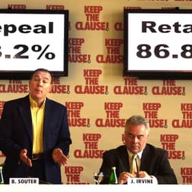 Sir Brian Souter (left) and Jack Irvine from the 'Keep the Clause' campaign.