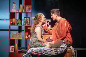 Lauren Conroy as Zoe Murphy and Ryan Kopel as Evan Hansen in musical Dear Evan Hansen.