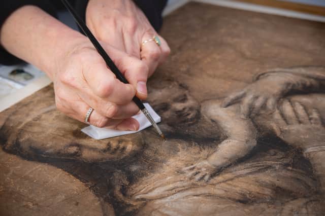 Restoration work is carried out to Bernardino Campi'sThe Virgin and Child.