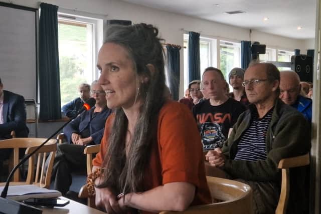 Rhona Coogan, a mother and owner of a small business on Skye, giving evidence at an inquiry into the Ben Aketil repowering plans