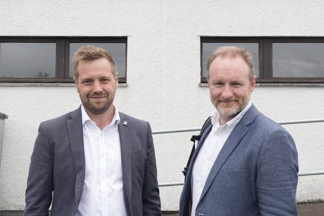 Finley Becks-Phelps, UK head of development for Nadara and Daniel Letch, Ben Aketil Wind Farm Repowering Project Manager, attending the inquiry in Portree this week