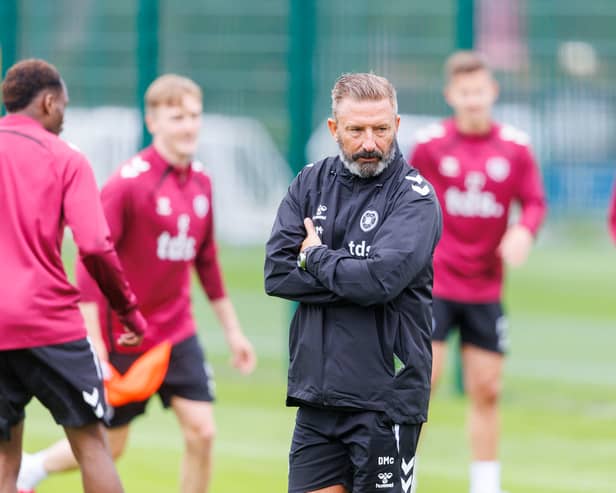 Hearts head Coach Derek McInnes during a training session at the Oriam on Tuesday. (Photo by Mark Scates / SNS Group)