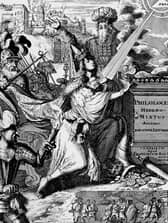 Illustration showing Judah seeking sanctuary at the altar, taken from the Philologus Hebraeo-Mixtus by Johann Leusden, professor of Hebrew, Utrecht, 1657