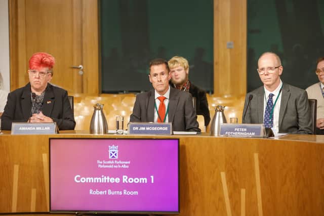Former court chair Amanda Miller, former chief operating officer Dr Jim McGeorge and former finance director Peter Fotheringham